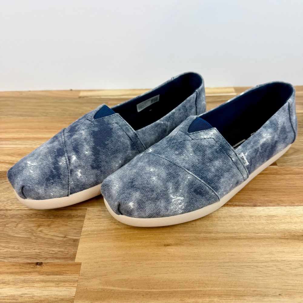 TOMS Alpargata Mens Blue Acid Wash Denim Textile Slip On Shoes M8